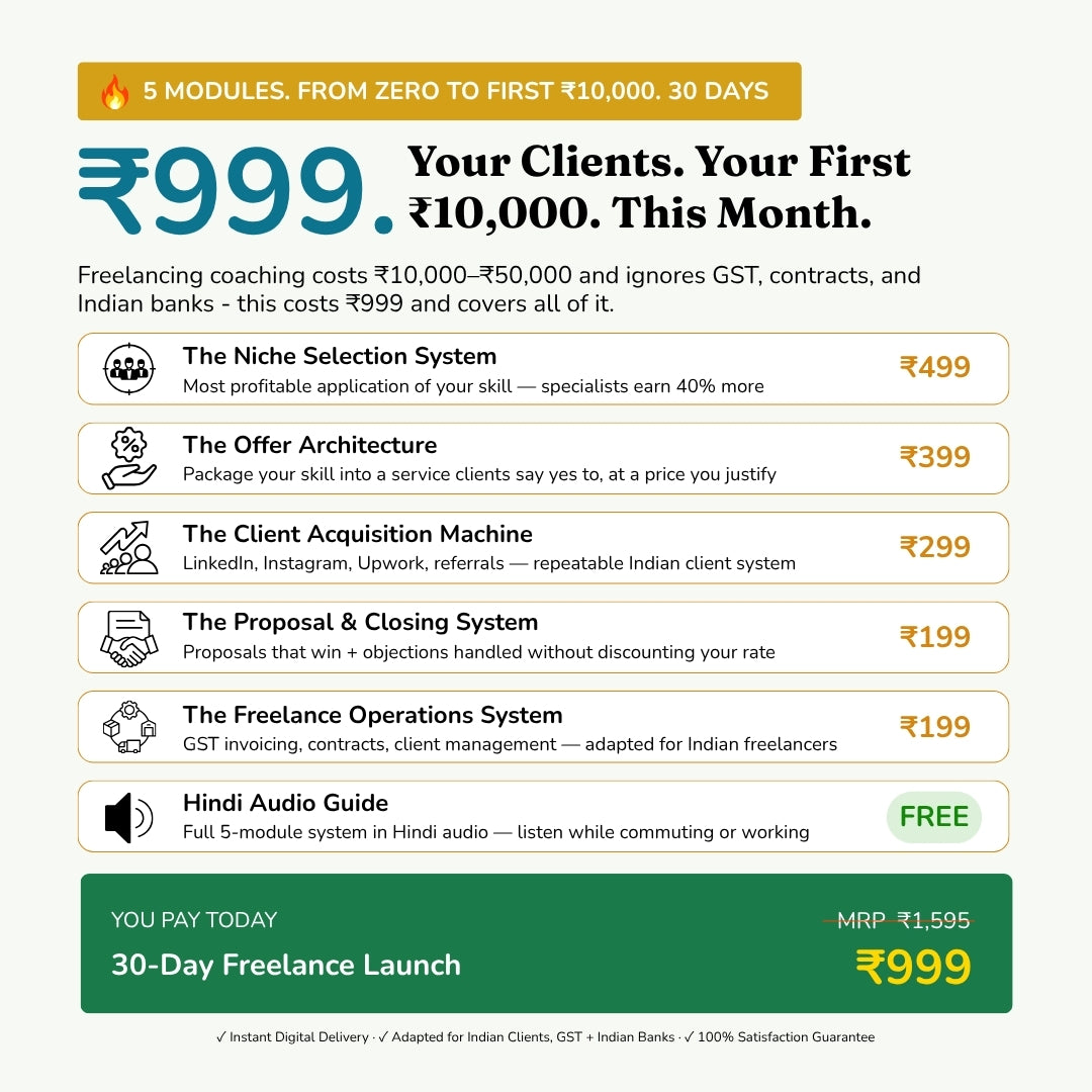 The 30-Day Freelance Launch System From Zero to First ₹10,000